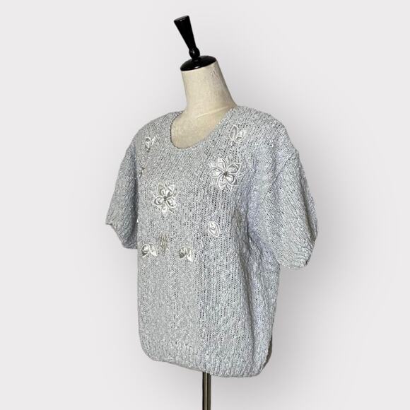 Partners by Marvin’s Vintage Short Sleeved Sweater Light Blue - Picture 2 of 7